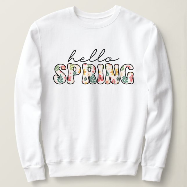 Moletom Hello spring Retro floral  (Frente do Design)