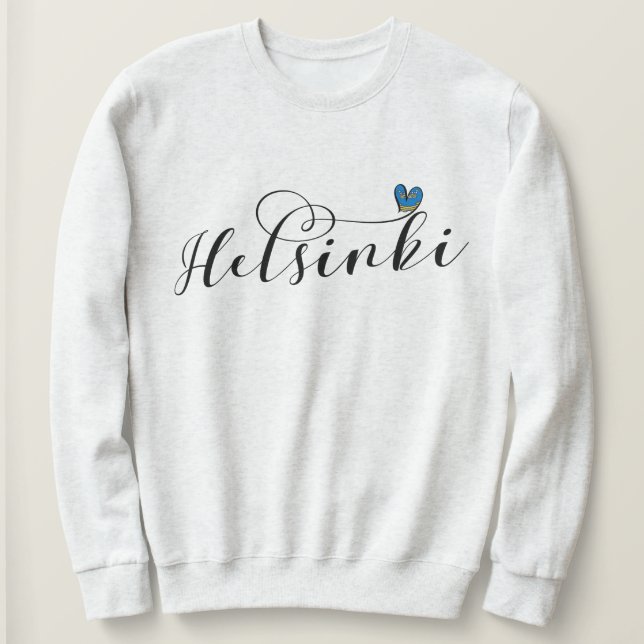 Moletom Helsinki Flag In Heart, Finlândia (Frente do Design)