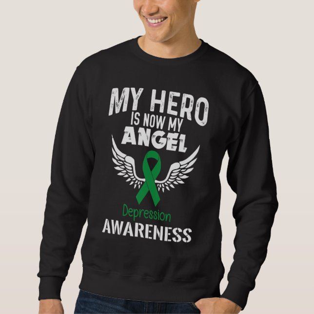 Moletom Hero Now Angel Depression Awareness Supporter Ribb (Frente)