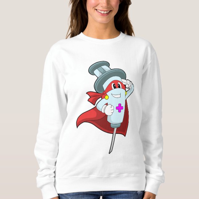 Moletom Herói como Enfermeira com Seringa (Frente)