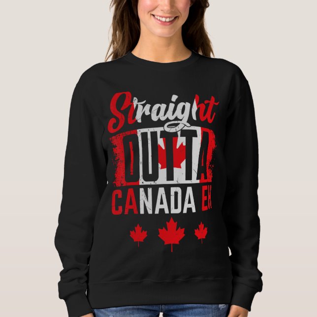Moletom Hetero Fora do Canadá Eh Maple Leaf Canada Flag (Frente)