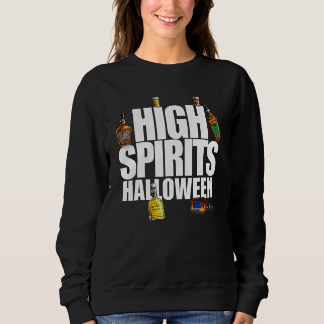 Moletom High Spirits Halloween Diversão Garrafa de Bebida  (Frente)