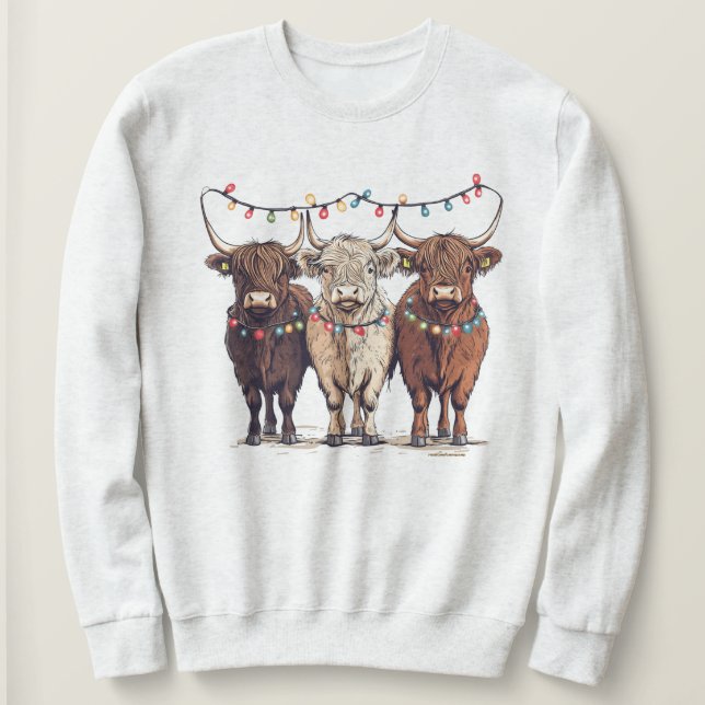 Moletom Highland Cow Christmas Sweatshirt (Frente do Design)
