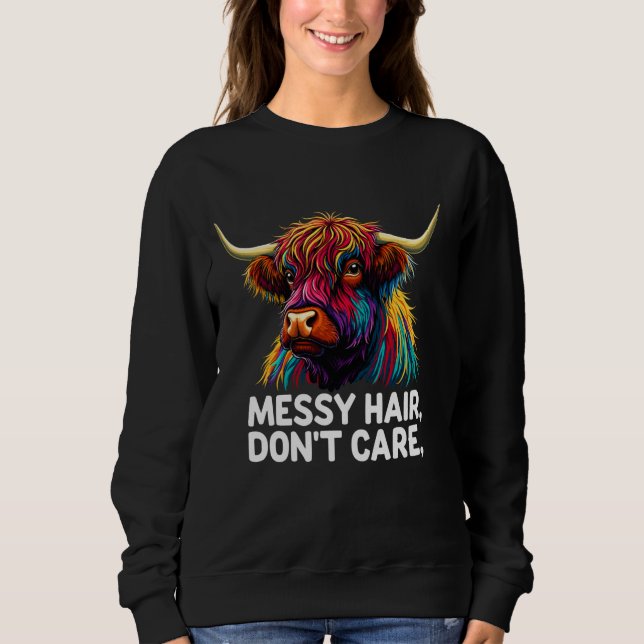 Moletom Highland Cow Messy Hair Colourful (Frente)