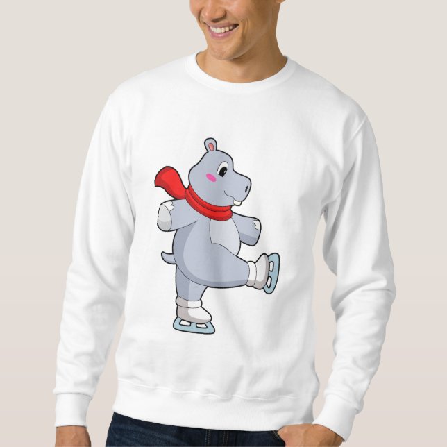 Moletom Hipopótamo Patinação no gelo Patins de gelo (Frente)