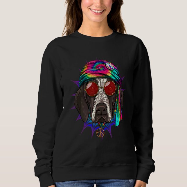Moletom Hippie German Shorthaired Pointer Tie Dye Peace Si (Frente)