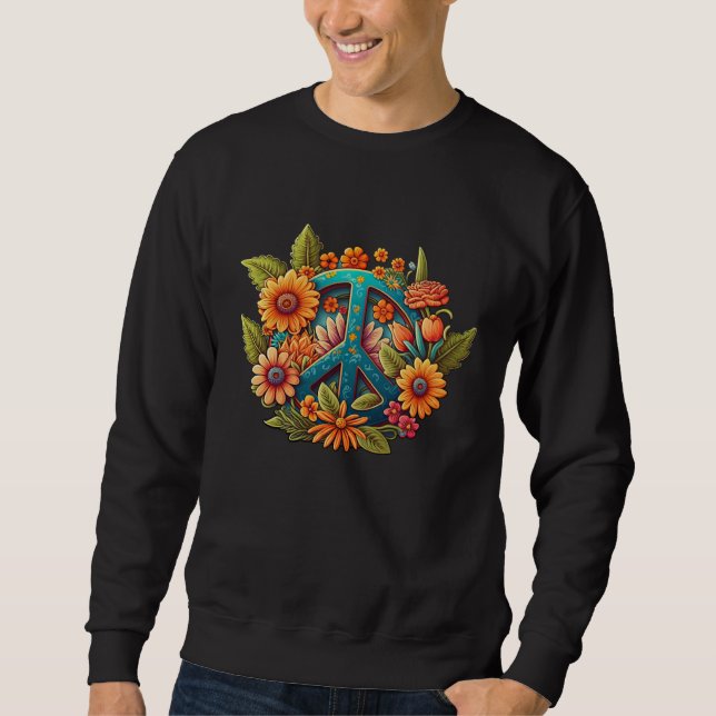 Moletom Hippie Groovy 70 s Sinal de Paz Hippy Gráfico Femi (Frente)