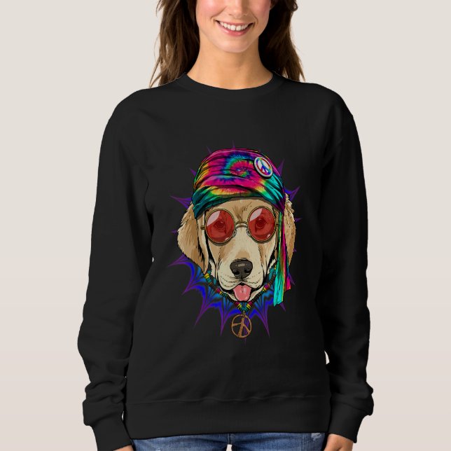 Moletom Hippie Labrador Retriever Tie Dye Peace Sign Psych (Frente)