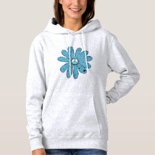 Moletom Hippie - Sinal de Paz Flor Aqua