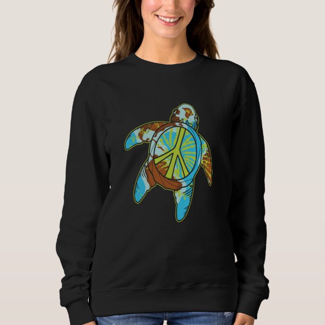 Moletom Hippie Turtle Earth Day Save Planet Ocean Environm (Frente)