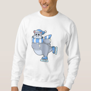 Moletom Hippo na patinação de gelo com skates de gelo