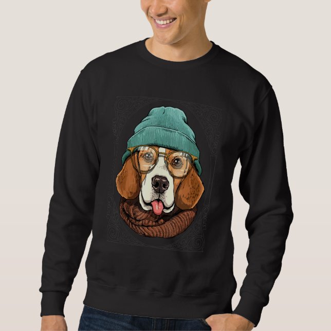 Moletom Hipster Beagle Dog Animal Wearing Sunglasses Puppy (Frente)