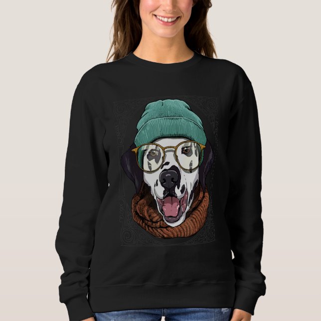 Moletom Hipster Dalmatian Animal Wearing Sunglasses Pet Do (Frente)