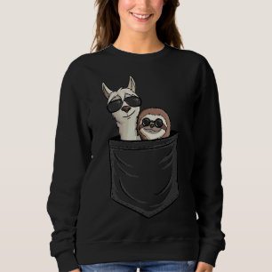 Moletom Hipster Llama Sloth Com Óculos De Sol Animal Em Po