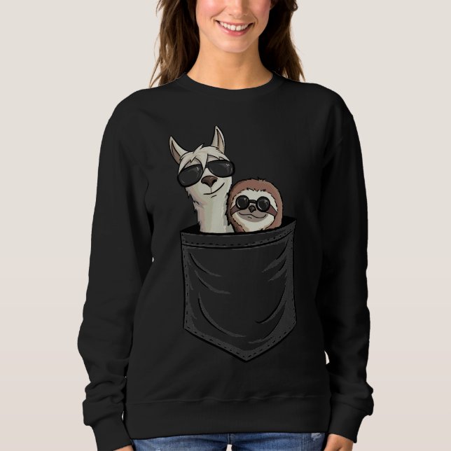 Moletom Hipster Llama Sloth Com Óculos De Sol Animal Em Po (Frente)