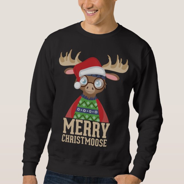 Moletom Hipster Moose - Santa Hat - Feliz Christmoose Chri (Frente)