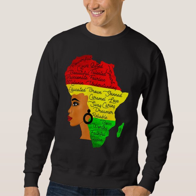 Moletom História Negra Mês África Cabelo Palavra Afro T (Frente)