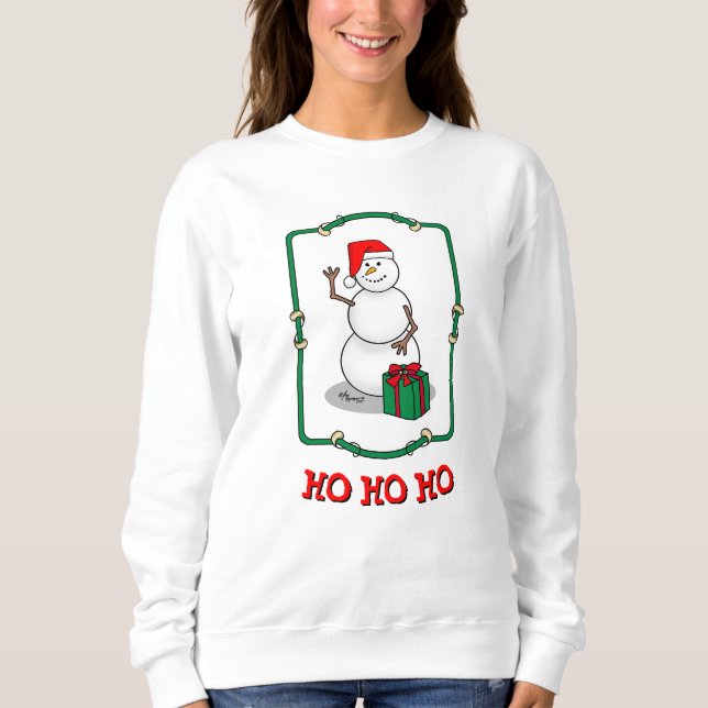 Moletom Ho Ho Feliz Papais noeis de Natal Bonito Snowman (Frente)