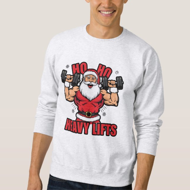 Moletom Ho Ho Heavy Lifts – Buff Santa Christmas Workout (Frente)