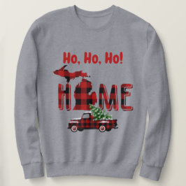 Moletom Ho, Ho, Ho! Michigan é Home Xadrez Pickup Truck