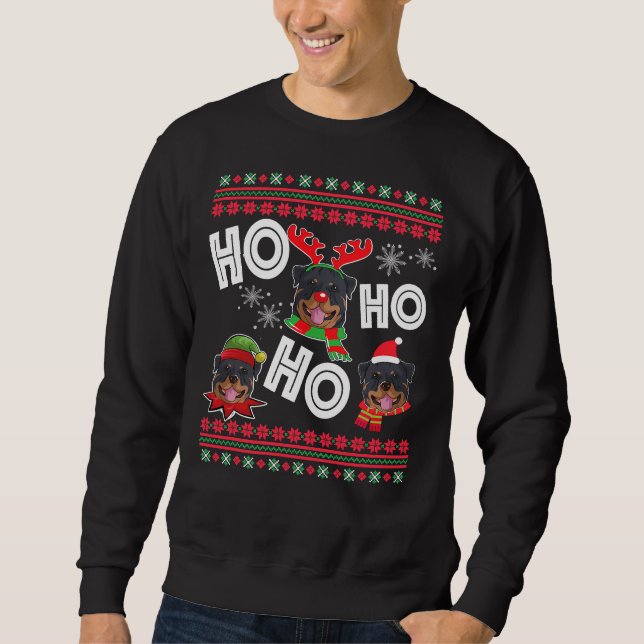 Moletom Ho Ho Ho Rottweiler Natal (Frente)