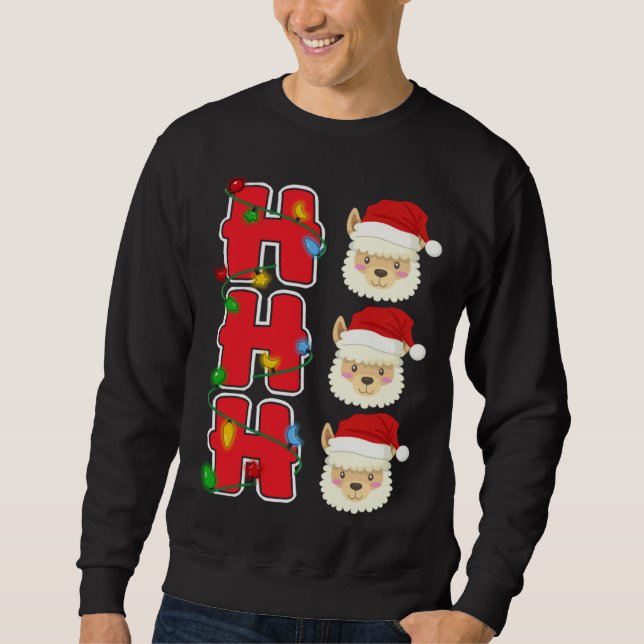Moletom Ho Ho Ho Santa Llama Christmas (Frente)