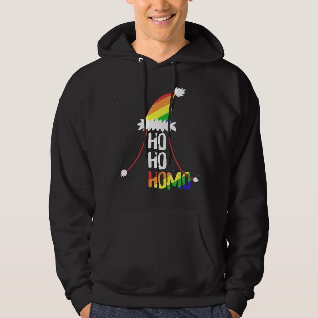 Moletom Ho Homo Raparigas Santa Hat Orgulho LGBT Natal Fl (Frente)