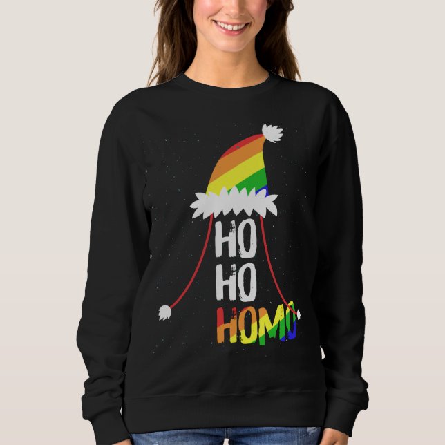 Moletom Ho Homo Raparigas Santa Hat Orgulho LGBT Natal Fl (Frente)