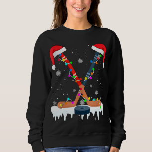 Moletom Hockey Santa Hat O Natal Luz O Esporte Engraçado X