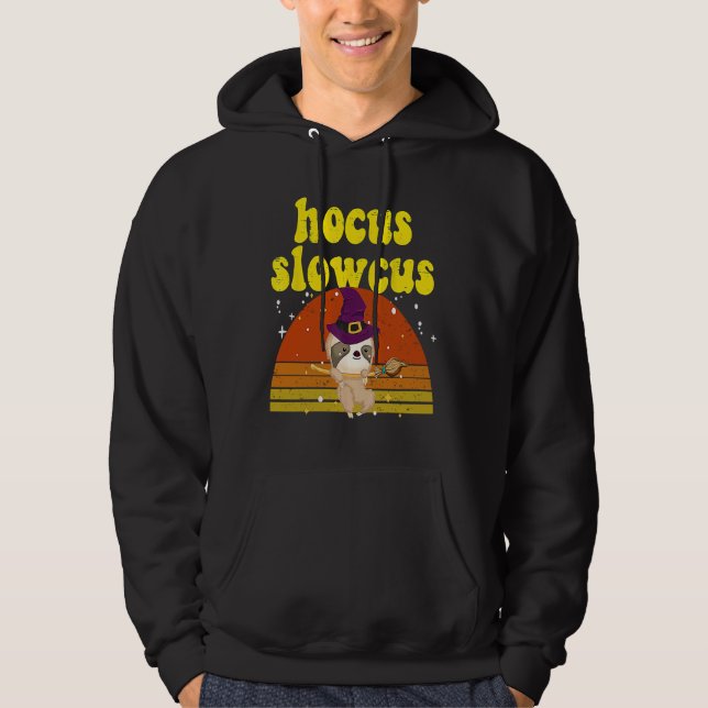 Moletom Hocus Slowcus Witch Sloth Retro Cute Animal Hallow (Frente)