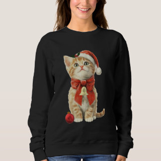 Moletom Holiday Christmas Sweater Kitten With Red Ornament