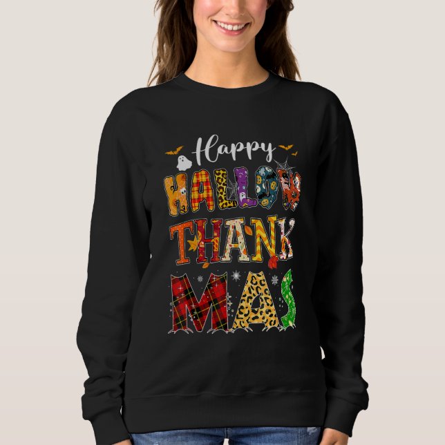Moletom Holiday Happy HallowThanksMas Christmas Thanksgivi (Frente)