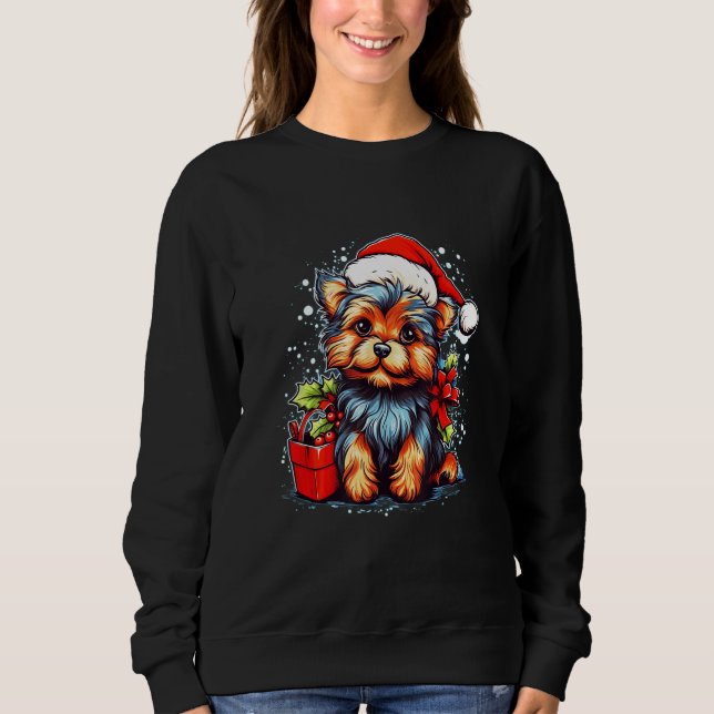Moletom Holiday Yorkshire Terrier Cute Christmas Dog Desig (Frente)