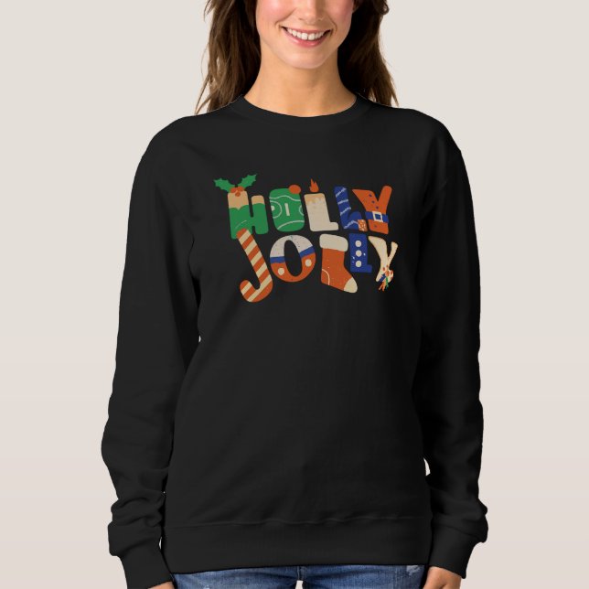 Moletom Holly Jolly Christmas Candy Letters (Frente)