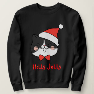 Moletom Holly Jolly Cute Kawaii Papais noeis Cat