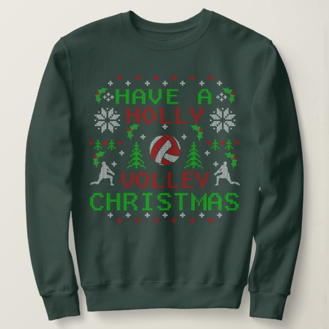 Moletom Holly Voleibol Ugly Christmas Sweater Art (Frente do Design)