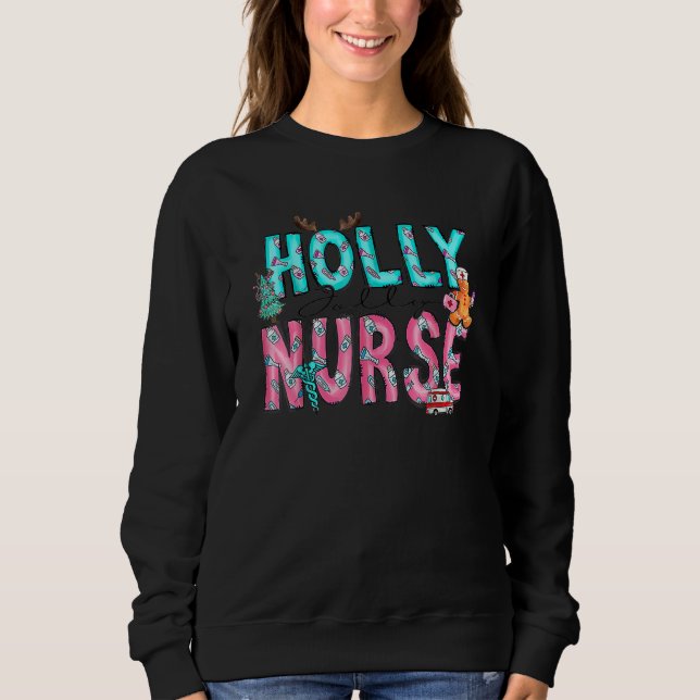 Moletom Holly Xmas Jolly Nurse Christmas For Mens Womens (Frente)