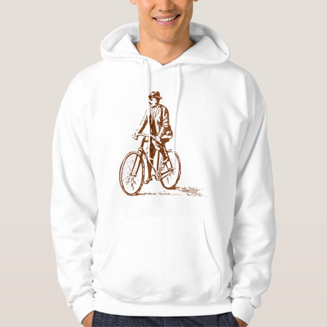 Moletom Homem numa bicicleta - Castanho-da-Noz (Frente)