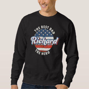 Moletom Homem Richard Melhor Pai Herói Bandeira dos EUA Pe