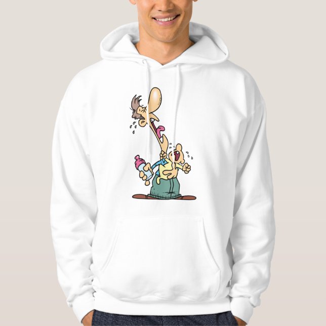 Moletom Homem Segurando Um Bebê Chorando Mens Hoodie (Frente)