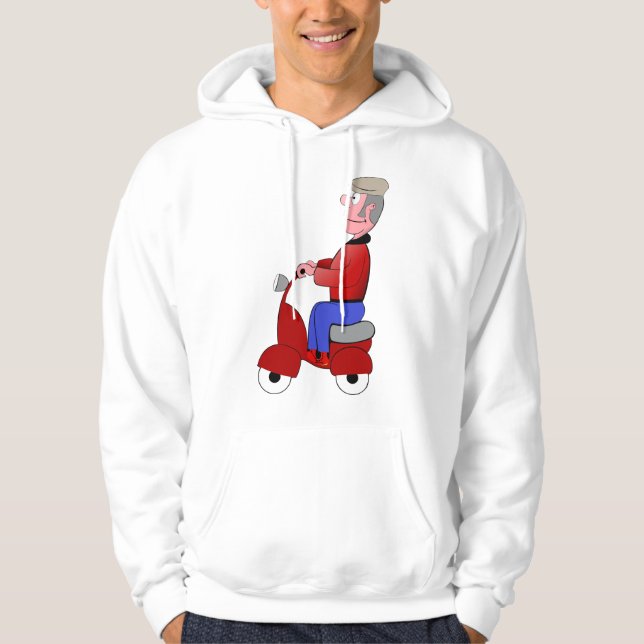 Moletom Homem Velho Em Um Patinete Mens Hoodie (Frente)