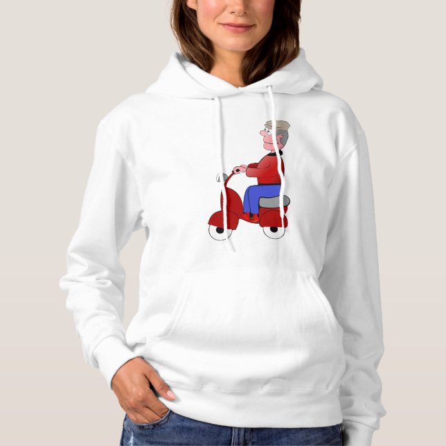 Moletom Homem Velho Em Um Patinete Mulher Hoodie (Frente)