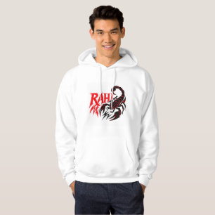 Moletom Homem Vestindo um Hoodie Branco com Design Scorpio