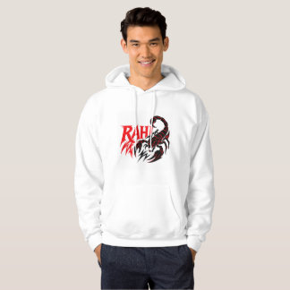 Moletom Homem Vestindo um Hoodie Branco com Design Scorpio