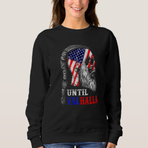 Moletom Homens Até Valhalla Caveira Bandeira Americana Ret