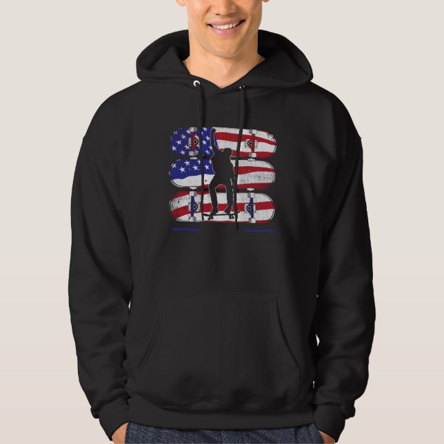 Moletom Homens de Skate - Bandeira Americana dos EUA (Frente)