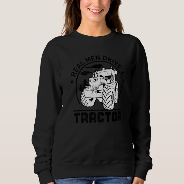 Moletom Homens de Verdade Dirigem Trator  Entusiasta de Tr (Frente)