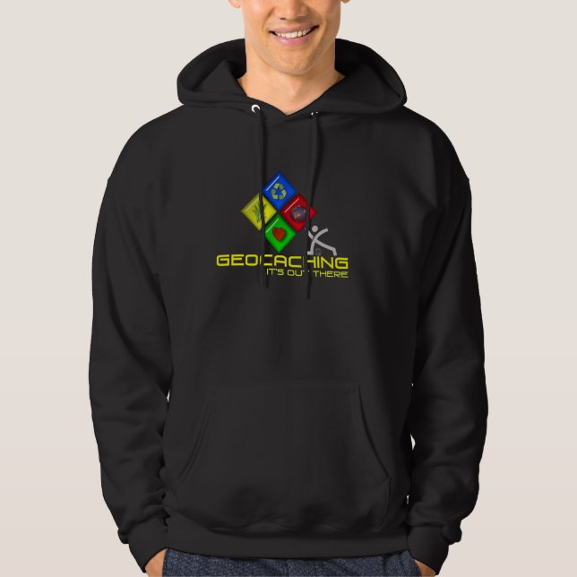 Moletom Homens do Hoodie de Geocaching Stickman Geocacher (Frente)