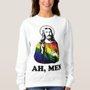 Moletom Homens Engraçados Jesus Cristão Arco-Íris LGBT, Or