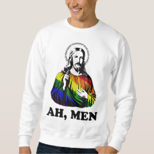 Moletom Homens Engraçados Jesus Cristão Arco-Íris LGBT, Or